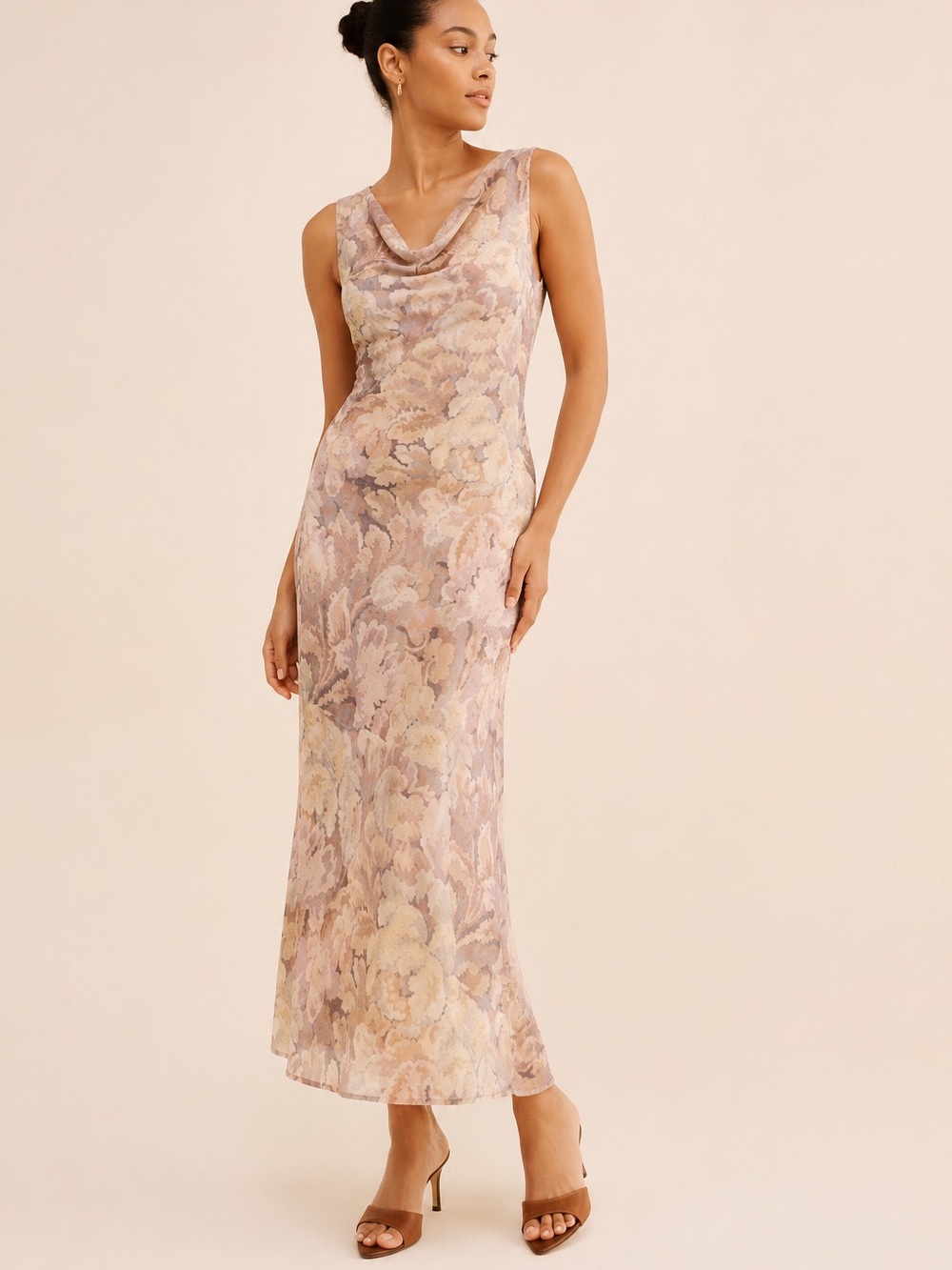 Hansen & Gretel Moss Maxi Dress Floral Cowl Neck Sleeveless Size S